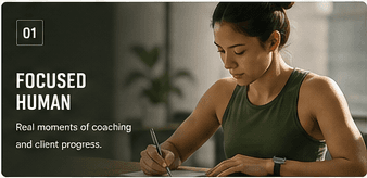 A coach focused on notes about client progress.